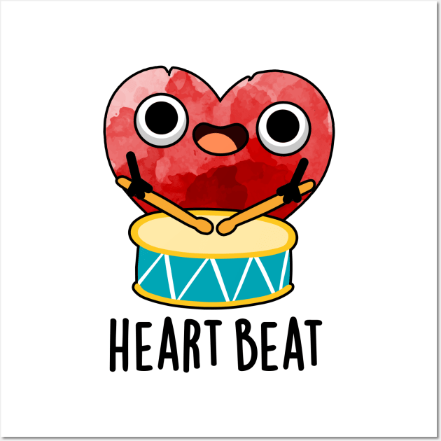 Heart Beat Cute Heart Drummer Pun Wall Art by punnybone